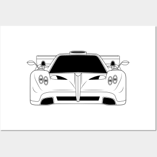 Pagani Zonda Black Outline Posters and Art